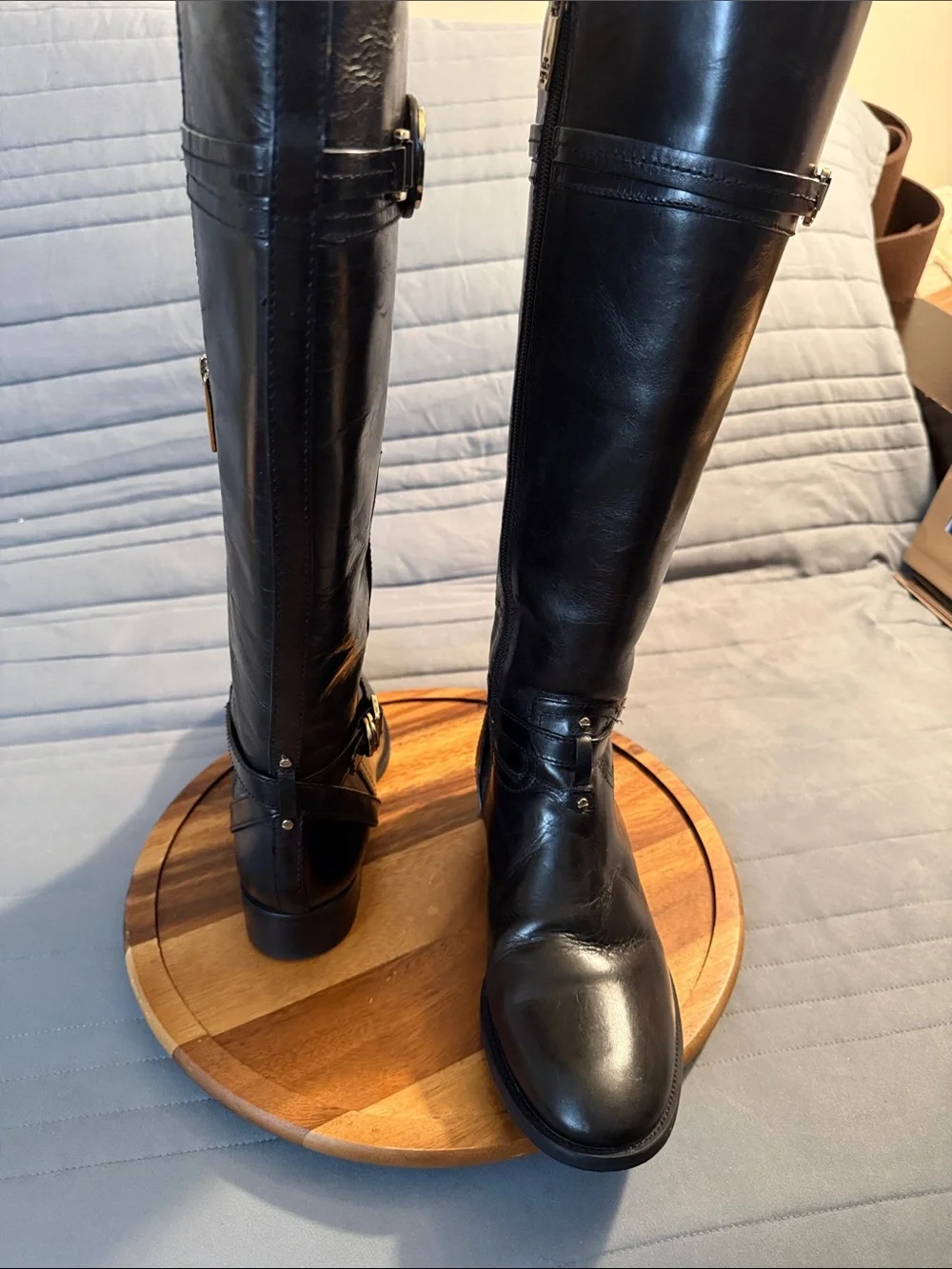 Tory Burch Calista riding boot gold tone buckle